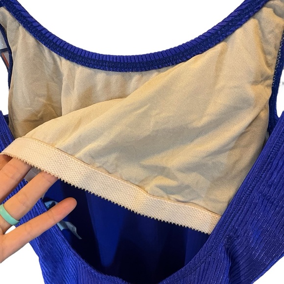 Vintage 90s Catalina royal blue ribbed one piece swimsuit low back 12 - Picture 8 of 15